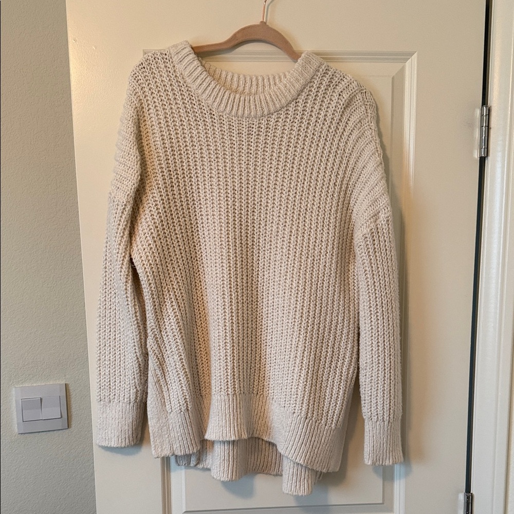 Aerie Oversized Cream Knit Sweater - Picture 1 of 3
